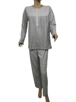 14263-NENA Kadın Kalın Patlı Pijama Takımı-Antrasit