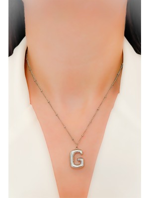 Çelik Kolye Balon Harf Kolye Harfli Kolye Dorika Kolye - V2