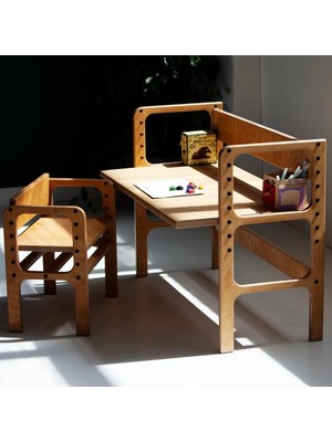 Woodesk Nido, Montessori Ahşap Çocuk Masa ve Taburesi, 100X74, CPT4772-100