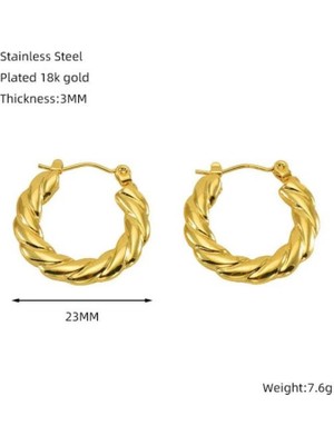 Swen Collection Sarmalı Gold Halka Renkli Çelik küpe