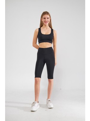 Camenta Yüksek Bel Diz Üstü Kadın Spor Tayt ve Crop Üst Takım