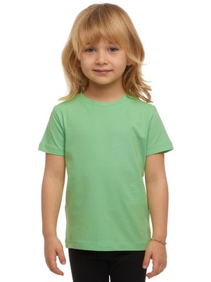 Pastel Yeşil Basic Unisex Çocuk Sıfır Yaka Kısa Kollu Tişört