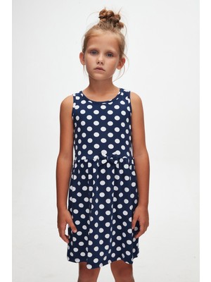 NAVY Polka-Dot Kız Çocuk Desenli Kolsuz Elbise