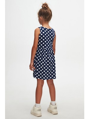 NAVY Polka-Dot Kız Çocuk Desenli Kolsuz Elbise