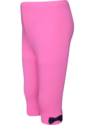 Şeker pembe Basic Kız Çocuk Fiyonklu Diz Altı Tayt Kapri