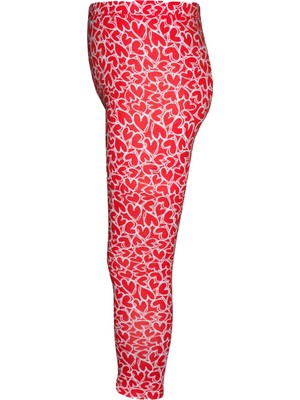 Kırmızı Crayon Heart Kız Çocuk Yazlık Desenli Tayt