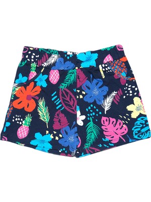 Tropic Hibiscus Kız Çocuk Desenli Cepli Şort