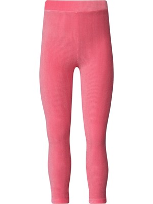 Koyu Somon Kız Çocuk Fitilli Kadife Tayt