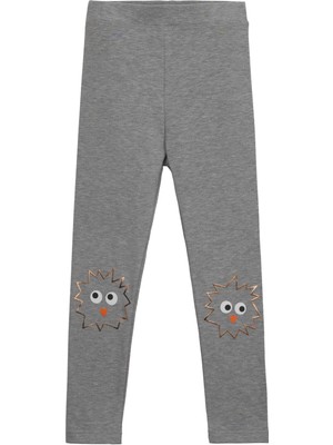 Buz Gri Crazy Eyes Baskılı Kız Çocuk Kışlık Şardonlu Kız Çocuk Tayt