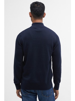 Barbour Pima Cotton Yarım Fermuarlı Kazak NY91 Navy