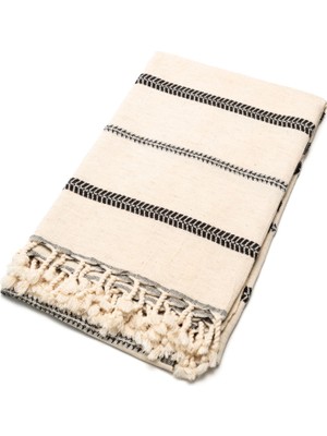 Melinka Co. El Dokuma Keten Terra Peştemal - Turuncu/siyah/haki - 95X190 cm