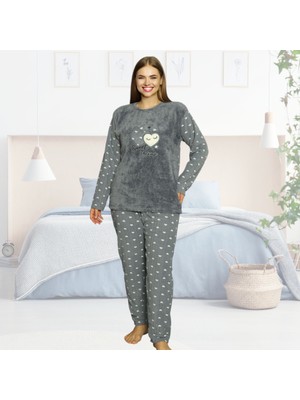 Gülfirik Tasarım Welsoft Polar Kışlık Büyük Beden Kadın Pijama Takımı