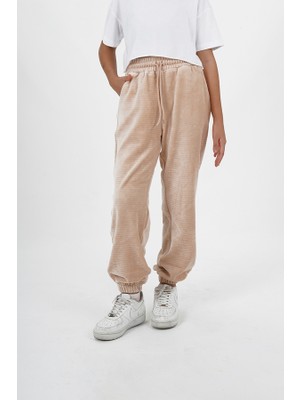 Kız Çocuk Kadife Kumaş Lastikli Paça Jogger Pantolon