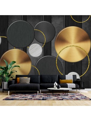 Duvar Kağıdı Baskı 3 Boyutlu Yuvarlak Geometri Desenli Duvar Kağıdı