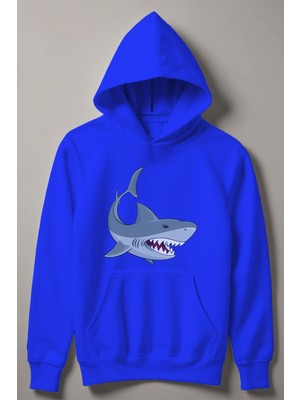 Myada Köpekbalığı Baskılı Kapşonlu Çocuk Sweatshirt 12490