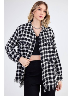 Desenli Püskül Detaylı Oduncu Gömlek