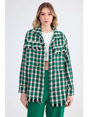 Desenli Püskül Detaylı Oduncu Gömlek