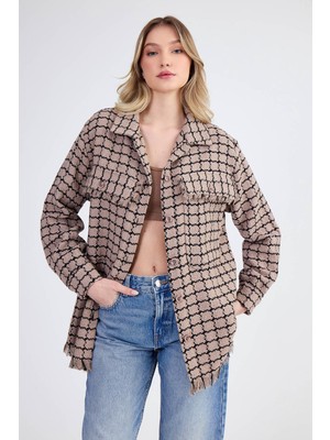 Desenli Püskül Detaylı Oduncu Gömlek