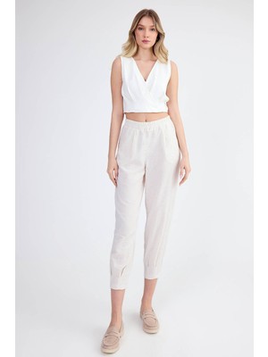 Viskon Keten Pileli Pantolon
