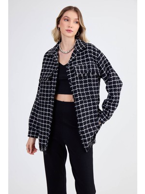 Desenli Püskül Detaylı Oduncu Gömlek