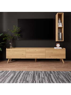 Lifedeco Tv Ünitesi Meşe Kapaklı Ayaklı 1 Raflı LD-3001-MA1R