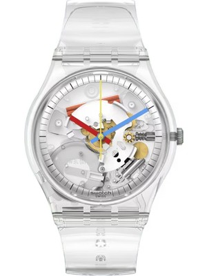 Swatch SO28K100-S06 Kadın Kol Saati Şeffaf Kasa ve Kordon ile 3 ATM Suya Dayanıklı