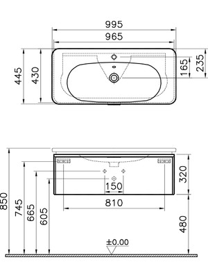 VitrA Nest Trendy 56439 Lavabo Dolabı, Tek Çekmeceli, 100 cm, Parlak Beyaz