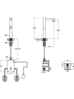 VitrA Origin A47221 Temassız Çanak Lavabo Bataryası, Elektrikli, Çift Su Girişli, Krom