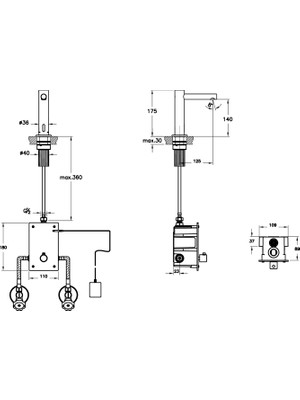 VitrA Origin A4721336 Temassız Lavabo Bataryası, Elektrikli, Çift Su Girişli, Mat Siyah