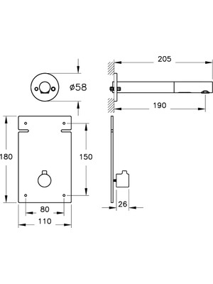 VitrA Origin A47111 Ankastre Uzun Temassız Lavabo Bataryası, Sıva Üstü, Krom