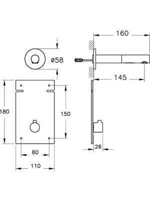 VitrA Origin A47110 Ankastre Kısa Temassız Lavabo Bataryası, Sıva Üstü, Krom