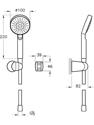 Artema Master A45692 1F El Duşu Takımı, Krom