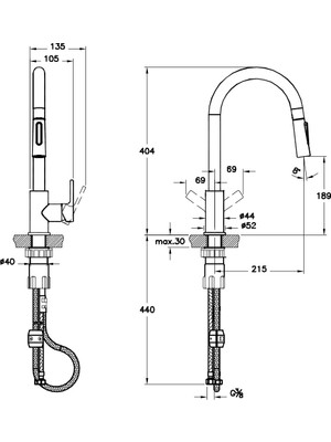 Artema Maestro A42145 Pull-Down Eviye Bataryası, Krom