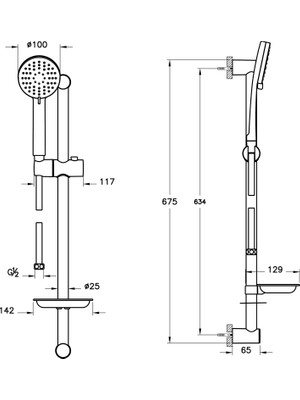 Artema Slim A45678STA 3F Sürgülü El Duşu Takımı, Krom