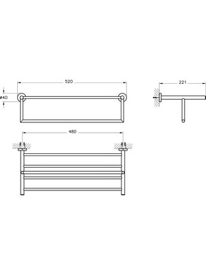 VitrA Base 200 A44108 Havlu Rafı, Krom