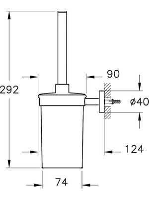 VitrA Base 200 A44104 Tuvalet Fırçalığı, Krom