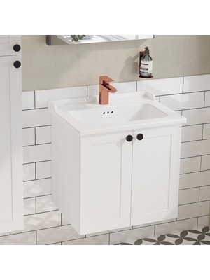 VitrA Root Classic 68701 Lavabo Dolabı, Kapaklı, Mat Beyaz, 60 cm