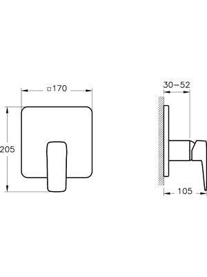 Artema Root Square A42827 Ankastre Duş Bataryası, Krom