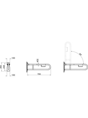 VitrA Arkitekta A44468 Katlanabilir Tutunma Barı