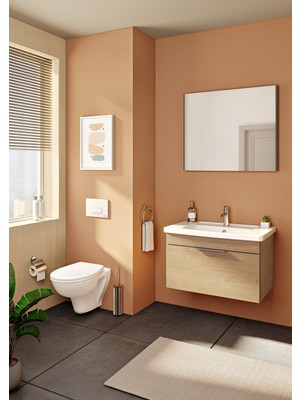 VitrA Quadrum 67120 Lavabo Dolabı Çekmeceli, 80 cm, Altın Meşe