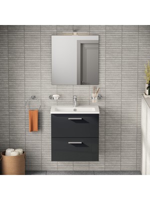 VitrA Mia 75102 Banyo Dolabı Seti Çekmeceli 60 cm Antrasit