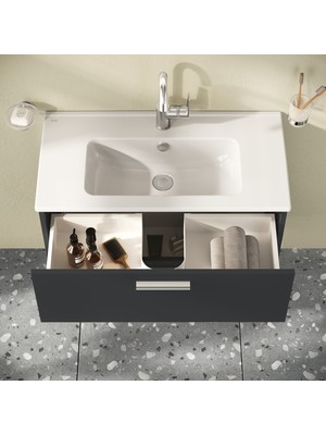 VitrA Mia 75100 Banyo Dolabı Seti Çekmeceli 80 cm Antrasit