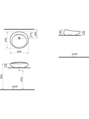 VitrA İstanbul 4280B470-0016 Çanak Lavabo, Yuvarlak, Siyah, 60x55 cm