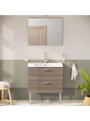 VitrA Mia 75076 Banyo Dolabı Seti Çekmeceli, Ayaklı, 80 cm, Cordoba