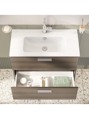 VitrA Mia 75076 Banyo Dolabı Seti Çekmeceli, Ayaklı, 80 cm, Cordoba