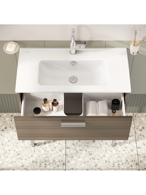 VitrA Mia 75076 Banyo Dolabı Seti Çekmeceli, Ayaklı, 80 cm, Cordoba