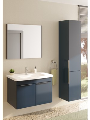 VitrA Quadrum 66165 Lavabo Dolabı, Kapaklı, 80 cm, Antrasit