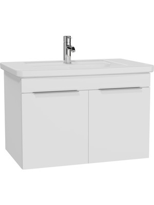 VitrA Quadrum 62542 Lavabo Dolabı, Kapaklı, 80 cm, Parlak Beyaz