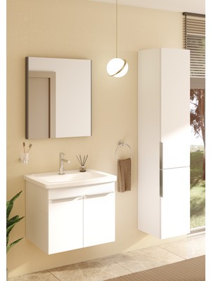 VitrA Quadrum 62539 Lavabo Dolabı, Kapaklı, 65 cm, Parlak Beyaz