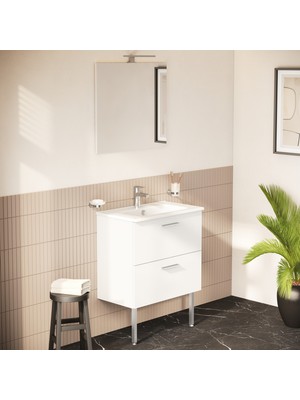 VitrA Mia 7463L003-0001 Etajerli Lavabo, 70 cm, Beyaz